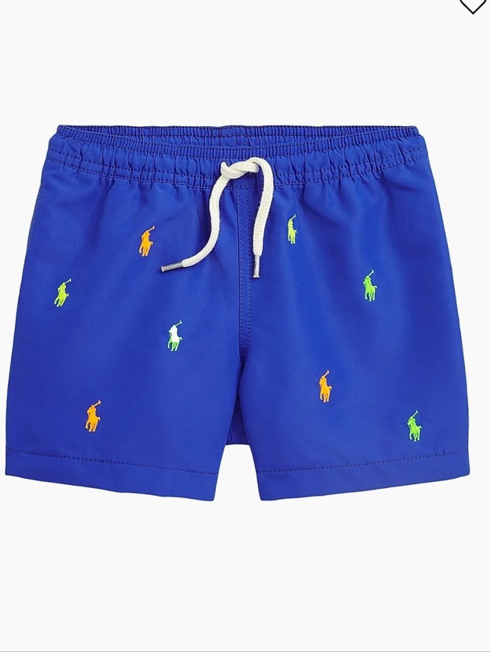 Polo by Ralph Lauren Bright Blue Swim Trunks Logo Embroidery M